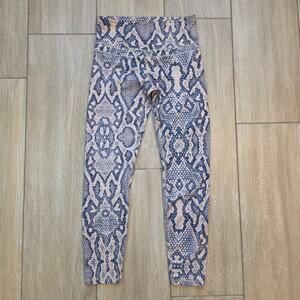 Varley Snake Print Leggings Womens S Blue Beige Ankle Yoga Activewear